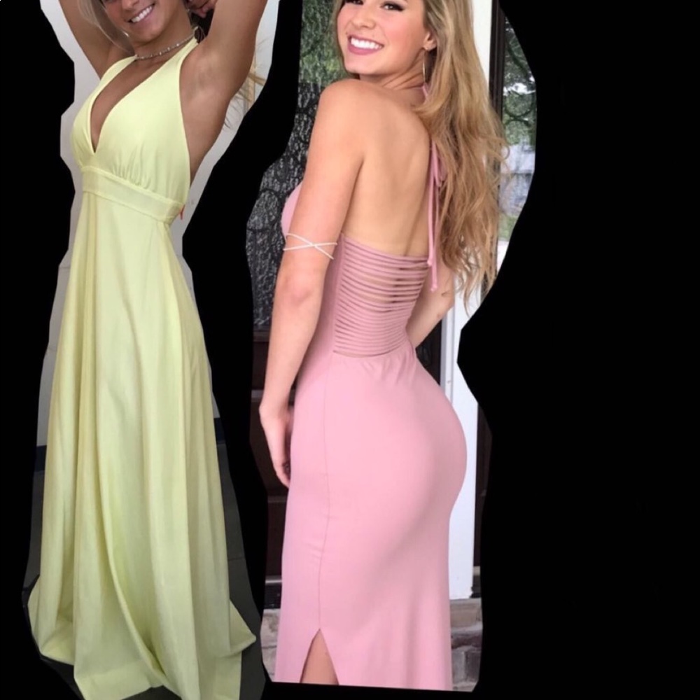 Yellow Simple Prom Dress - Picture 2 of 3